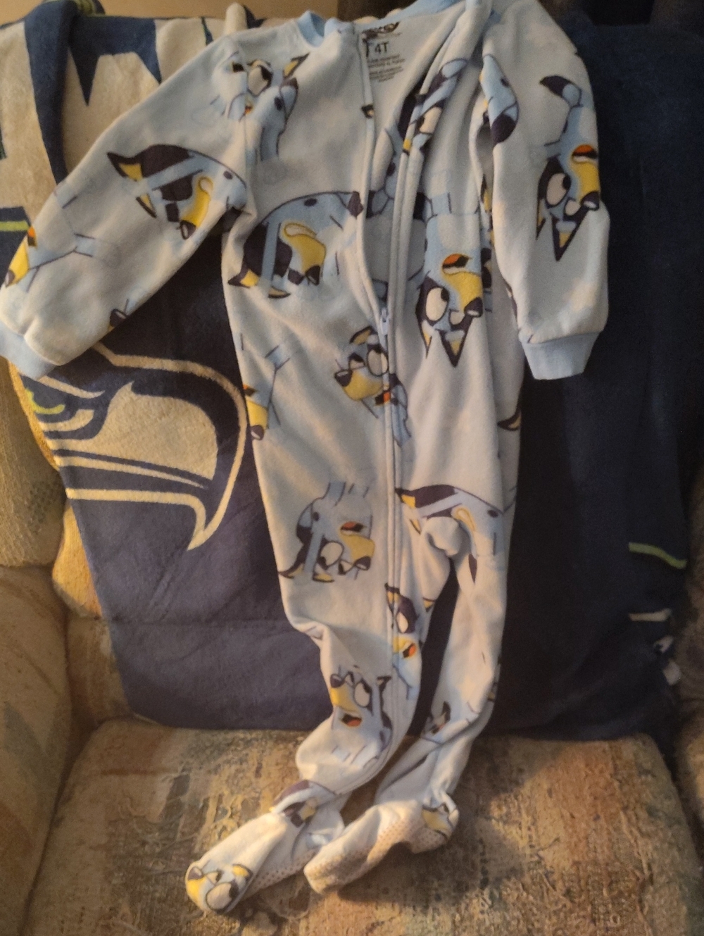 Bluey Light Blue Bluey Zip Fleece Footed Pajamas Toddler Size 4T